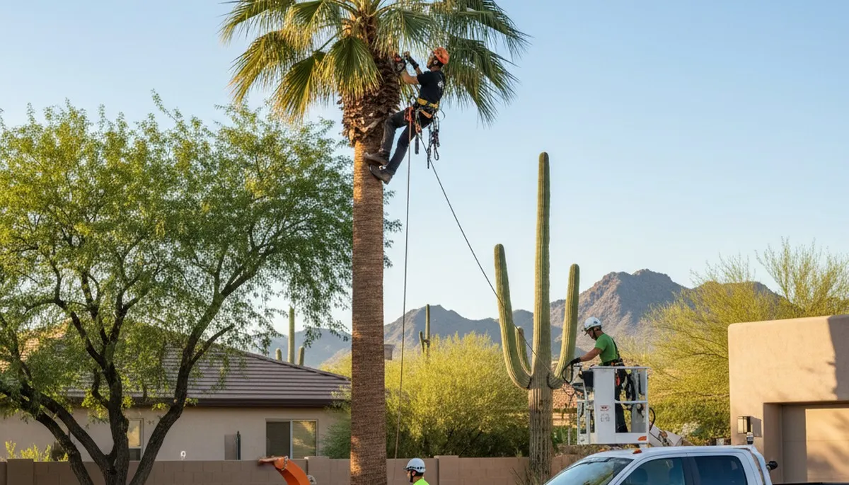 Professional tree removal service in Bakersfield, CA safely cutting and clearing large oak trees