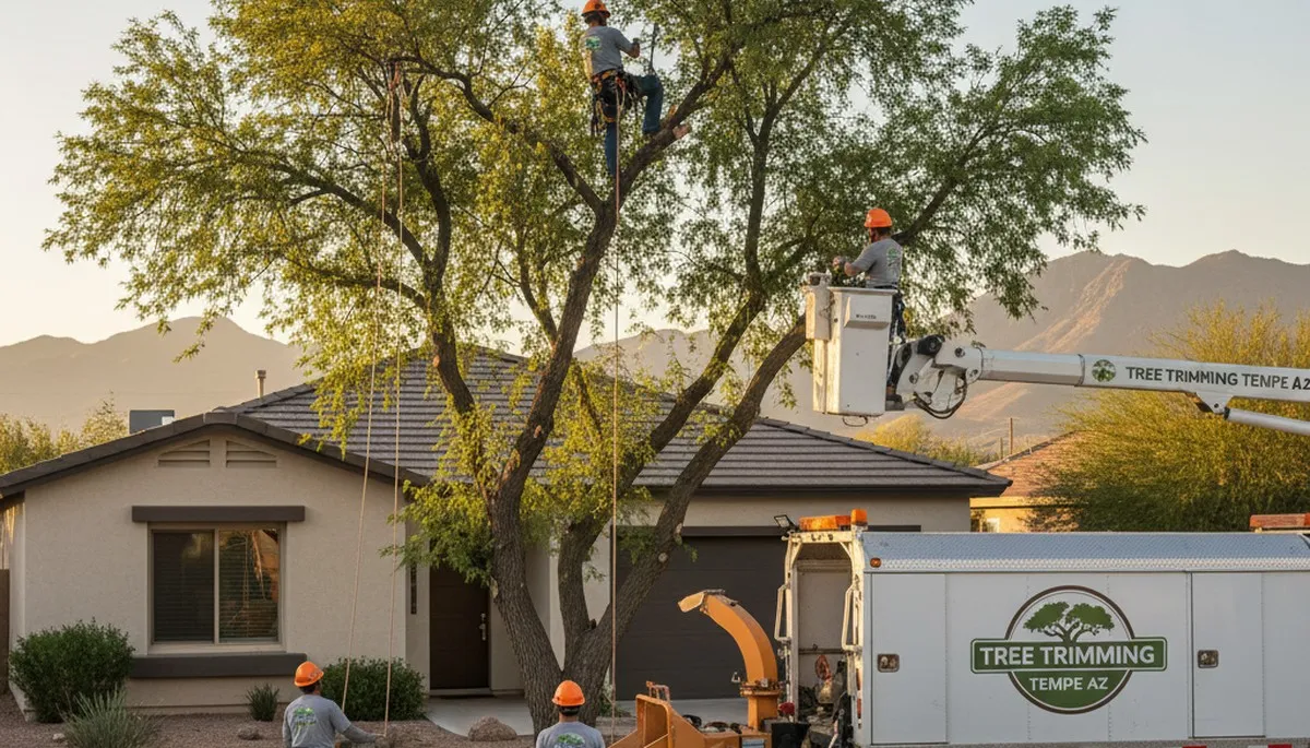 Professional tree removal service in Bakersfield, CA safely clearing large oak trees